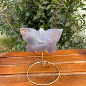 Agate Druzy Butterfly Stone on Metal Stands - Alura Stones