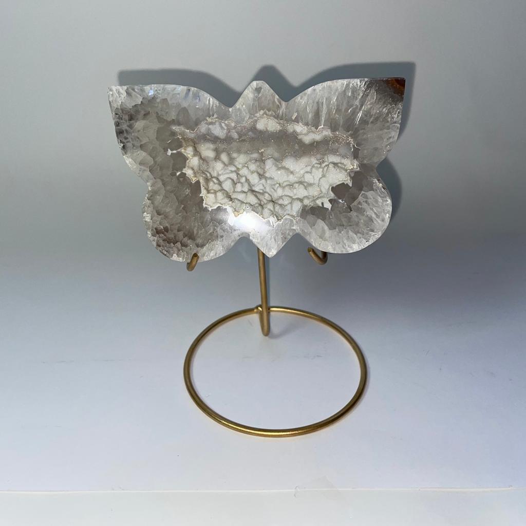 Agate Druzy Butterfly Stone on Metal Stands - Alura Stones