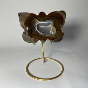 Agate Druzy Butterfly Stone on Metal Stands - Alura Stones