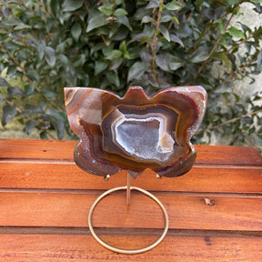 Agate Druzy Butterfly Stone on Metal Stands - Alura Stones