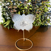 Agate Druzy Butterfly Stone on Metal Stands - Alura Stones