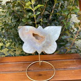 Agate Druzy Butterfly Stone on Metal Stands - Alura Stones