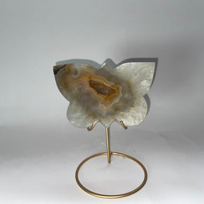 Agate Druzy Butterfly Stone on Metal Stands - Alura Stones