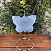 Agate Druzy Butterfly Stone on Metal Stands - Alura Stones