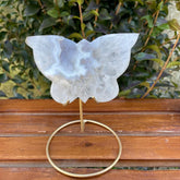 Agate Druzy Butterfly Stone on Metal Stands - Alura Stones