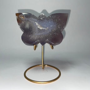 Agate Druzy Butterfly Stone on Metal Stands - Alura Stones