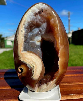 GEODE AGATE EGG STONE WITH STAND - ALURA STONE