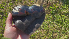 AGATE HEART SHAPED STONE WITH GEODE ON METAL STAND - ALURA STONE