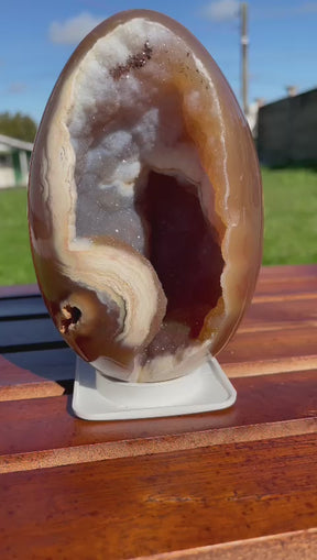 GEODE AGATE EGG STONE WITH STAND - ALURA STONE