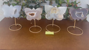 [LOT 201] Agate Druzy Butterfly Stone on Metal Stands - Alura Stones